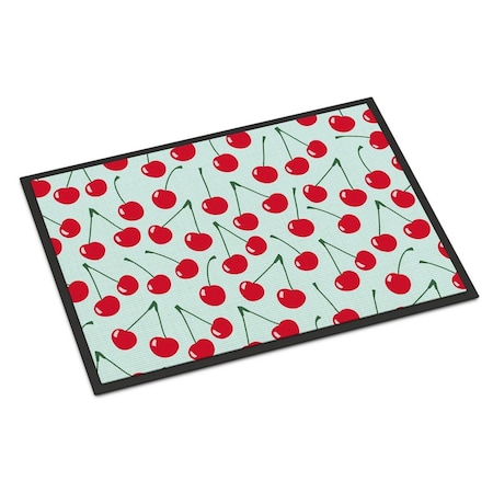 Carolines Treasures Cherries on Blue Indoor or Outdoor Mat, 18 x 27 in. BB5148MAT